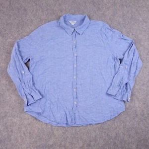 Orvis Button Up Shirt Womens XL Blue Linen Blend - Picture 1 of 10