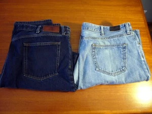 2 Pair Lands' End Men's Blue Denim Jeans Size 42x34" Square Rigor & Traditional - Picture 1 of 5