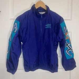 Vintage Umbro Warm Up Jacket Windbreaker Soccer Purple Teal Youth Medium - Picture 1 of 7