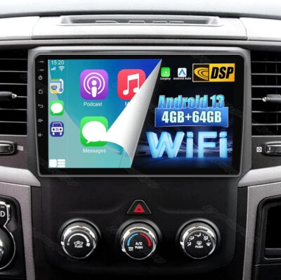Carplay Car Stereo Radio 4+64G Android 13 For Dodge Ram 2013-2018 1500 2500 3500 - Image 1 of 4