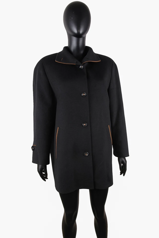 Your 6th Sense Alpacca Loden Wool Coat UK 14 – Charcoal Black Long Jacket D 20 - Image 1 of 4