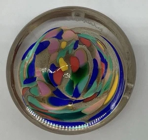 Signed Andrews Rollin Karg Art Glass Multicolor Paperweight - Picture 1 of 11