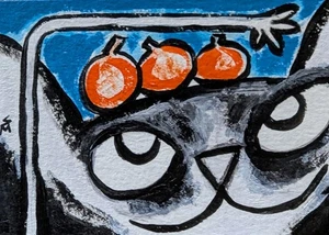 Original ACEO Cat Painting Collectible Modern Kitten Art Card Samantha McLean - Picture 1 of 1