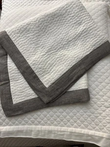Hotel Collection Quilted Euro Sham Linen 29x29 White Grey in New Without Tag - Picture 1 of 6
