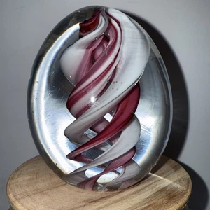 Italy Italian Pink Swirl Art Glass Paperweight Control Cone/Egg Read - Picture 1 of 7