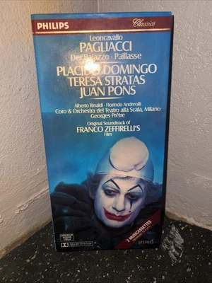 Leoncavallo PAGLIACCI Domingo Stratas Pons  Zeffirelli Cassette Box Set w/ Book  - Image 1 of 4