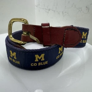 LeatherMan Ltd. University of Michigan Logo Belt with solid brass Buckle - Picture 1 of 8