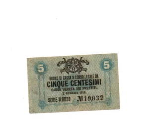 5 CENTESIMI VF  BANKNOTE  FROM  AUSTRIA-HUNGARIAN OCCUPIED ITALY 1918  PICK-M1 - Picture 1 of 2