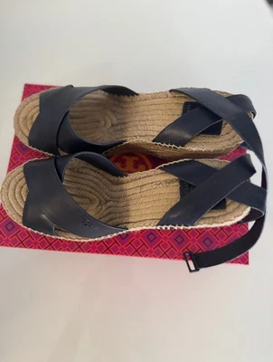 Tory Burch Bima Cuña Alpargata Cuero Sandalias Mujer Talla 11 con Caja Usadas Foto 1 de 4