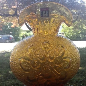 Vintage MCM Wayne Husted Stelvia Amber Antigua Art Glass Vase Amber - Picture 1 of 7