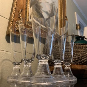 6 Ralph Lauren Crystal Irvington 12 Ounce 8 1/2" Pilsner Beer Glasses Excellent - Picture 1 of 14