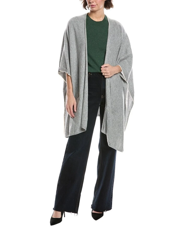 Capa de cachemir tejida con punta Vince gris para mujer Foto 1 de 3