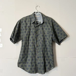 Vintage Bugle Boy Company Mens Shirt Size L Green Floral Short Sleeve Button Up - Picture 1 of 6