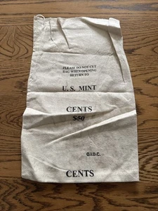 US Mint Canvas Bag 1970s $50 Pennies Cents Bank Coins - Used Vintage - Bild 1 von 2