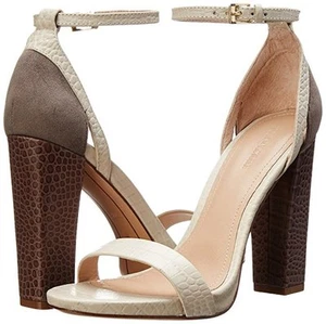 Pour La Victoire Chase Croc Embossed White Carbon Platform Sandal Size 9.5 - Picture 1 of 3