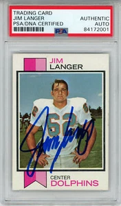Jim Langer Autographed 1973 Topps #341 Rookie Card PSA Slab 43580 - Picture 1 of 2