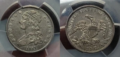 1831 Small Capped Bust Quarter 25c PCGS VF Detail Scratch - Image 1 of 4