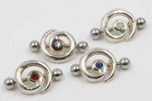 925 Silber Spirale Ohr Tragus Knorpel Ring Stahl Langhantel Cz Reifen Knorpel Manschette - Bild 1 von 8