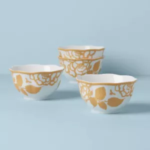 Lenox China BUTTERFLY MEADOW COTTAGE Goldenrod Rice Bowls - Set of Four - N/O - Picture 1 of 1
