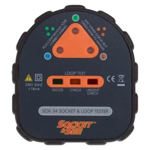 Socket & See SOK34 Easy Socket and Earth Loop Tester - Non Trip with LED Lights - Bild 1 von 2