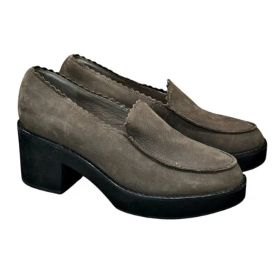 Mocasines de tacón de plataforma Eileen Fisher Harria talla 6,5-7 (marcado 7,5) cuero gris Foto 1 de 4