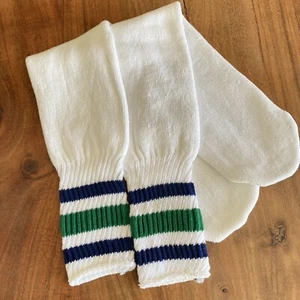 VTG Socks Tube 70s 80's NOS 10-15 Cotton Blend USA Striped USA 20" NEW - Picture 1 of 5