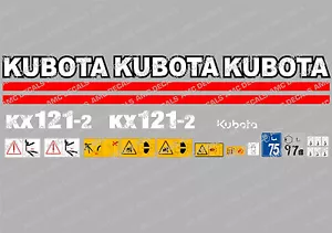 Kubota KX121-2 Mini Bagger Komplette Aufkleber Satz mit Sicherheit Warnzeichen - Bild 1 von 1