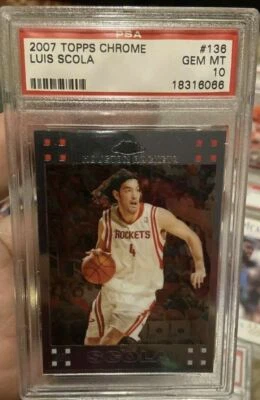 2007 Topps Chrome 136 Luis Scola Psa Gem Mint 10 Rookie Card Pop 3  - Image 1 of 2