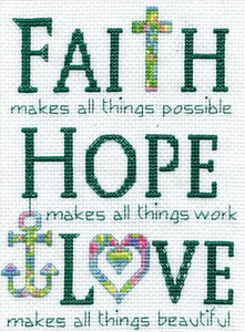 Kit de punto de cruz contado ~ Design Works Faith, Hope, Love #DW3297 ¡OFERTA! - Imagen 1 de 5