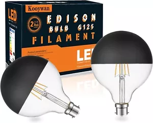 2x KOOYWAN B22 Bayonet Black Crown Large Bulbs 2700K Warm White 8W G125 Bulb LED - Picture 1 of 5