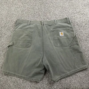VTG Carhartt Shorts Mens 44 Green Canvas Carpenter Utility Work Grunge Union USA - Picture 1 of 13