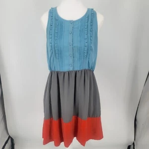 Abito Moulinette Soeurs Anthro Colorblock senza maniche con bottoni davanti taglia 10 - Foto 1 di 6