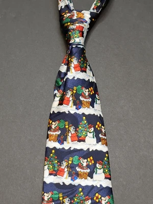 Corbata Vintage Steven Harris Azul Festivo Navidad Estampada 60"x4" Foto 1 de 4