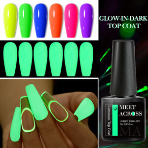 MEET ACROSS 7ml Luminous Effect Top Coat UV Color Gel Nail Polish Glow In Dark