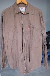 Vintage Levi Mens Size XL Brown Chamois Long Sleeve Button Down Regular Fit - Picture 1 of 8