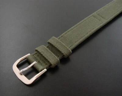 Correa de sarga de una pieza estilo Segunda Guerra Mundial de 16 mm para hombre en O.D. Verde con ojales Foto 1 de 2