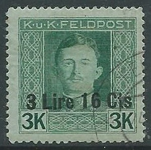 1918 OCCUPAZIONE AUSTRIACA USATO EFFIGIE 3,16 LIRE SU 3 K - P1-7 - Picture 1 of 1