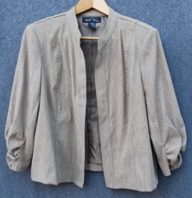 Chaqueta para mujer Brandon Thomas grande beige microgamuza estampado reptil manga acanalada Foto 1 de 4