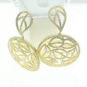 Orecchini pendenti goccia zirconi donna bigiotteria moda placcato oro giallo bianco E4728 - Foto 1 di 8