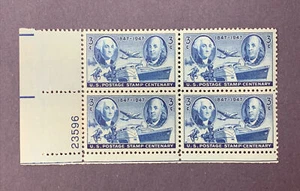 US Stamp Scott # 947, Plate Block of 4 - Centenary 3c 1947 MNH - Picture 1 of 5