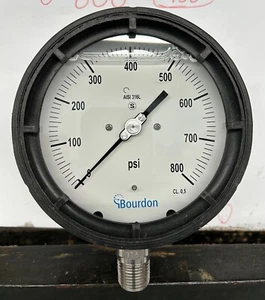 "NEW" 0-800 psi, gauge, 4 1/2" dial, 1/2" npt, LOWER MOUNT, SS internals - Picture 1 of 5