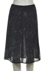 Falda para mujer Antonio Fusco, talla 6, azul marino, lunares, línea A, seda hasta la rodilla - Imagen 1 de 4