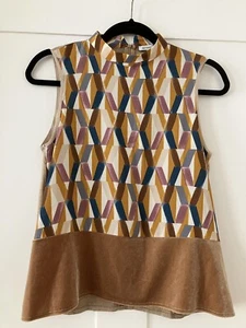 Zara Basic High Neck Sleeveless Top With Graphic Print Size Small - Picture 1 of 4