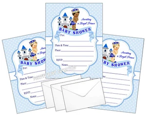 20 LITTLE ROYAL PRINCE BABY SHOWER INVITATIONS W/ENVELOPES - Picture 1 of 1