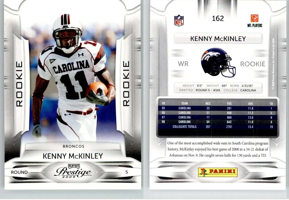 Kenny McKinley 2009 Playoff Prestige #162 Broncos RC Rookie - Image 1 of 1
