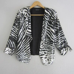 Howard Showers Jacket Womens 14 Black Grey White Zebra Print Open Flowy Ladies - Picture 1 of 15