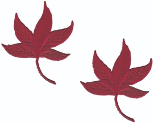 Red Leaf Iron On Patch Set of 2 Fall Autumn (3" in) - Picture 1 of 2