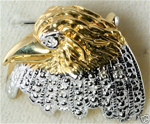 NEW 10K WHITE YELLOW GOLD DIAMOND EAGLE SLIDE PENDANT - Image 1 of 1