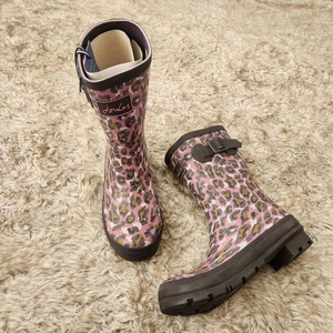Botas de lluvia Joules Molly Welly rosa leopardo para mujer talla 7 - Imagen 1 de 10