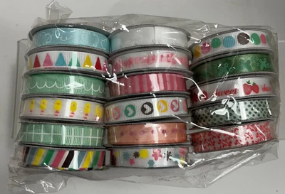 American Crafts Acid Free Ribbon 17 Spools 3/8" wide 4 Ft per Spool. NEW - Image 1 of 4